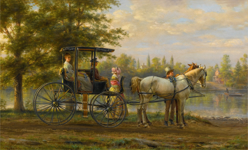 Edward Lamson Henry -  WAITING FOR THE FERRY - SHELTER ISLAND (35.6 by 58.4 cm)