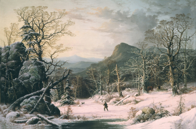 George Henry Durrie - Hunter in Winter Wood