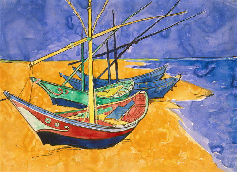 Vincent van Gogh - Boats at Saintes-Marie watercolour