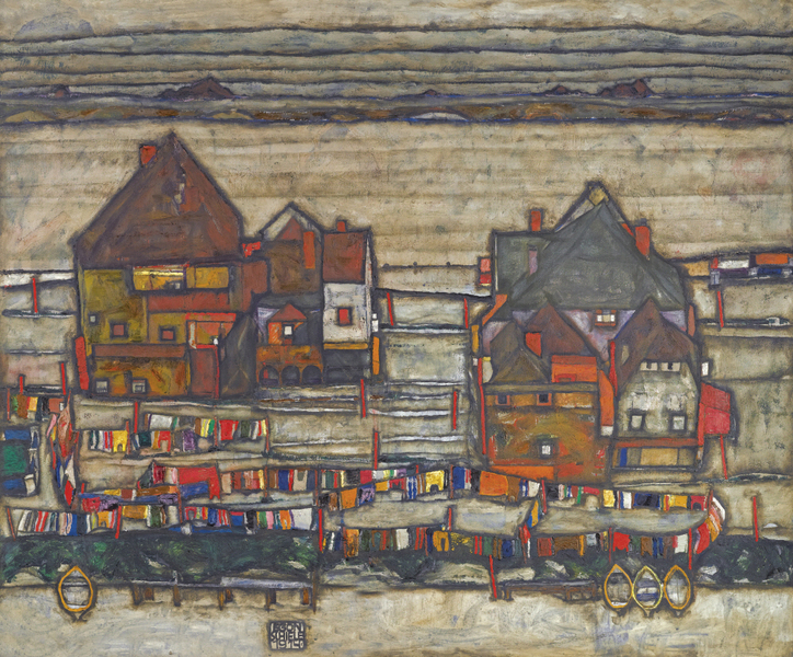Egon Schiele - Häuser mit bunter Wäsche (1914)