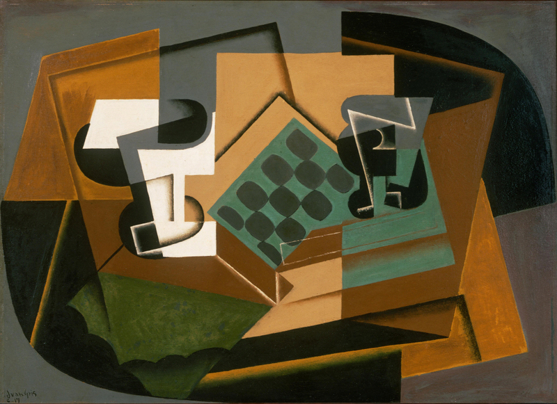 Juan Gris - Chessboard, Glass, and Dish