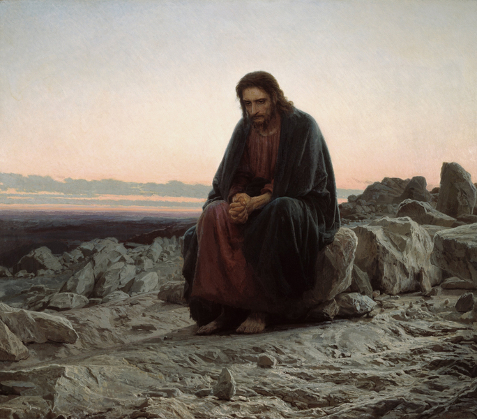 Ivan Kramskoy(Pietro Perugin) - christ-in-the-wilderness-1872