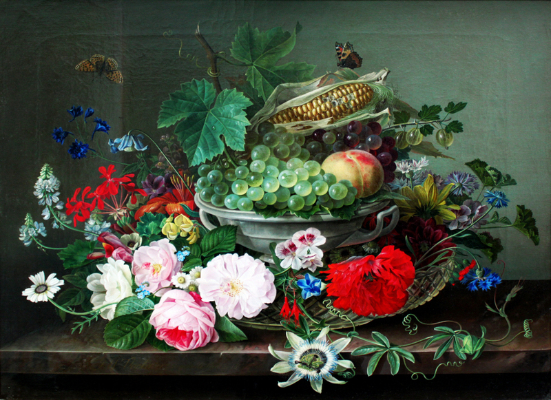 Gottfried Wilhelm Völcker - Still life with fruit basket-jason