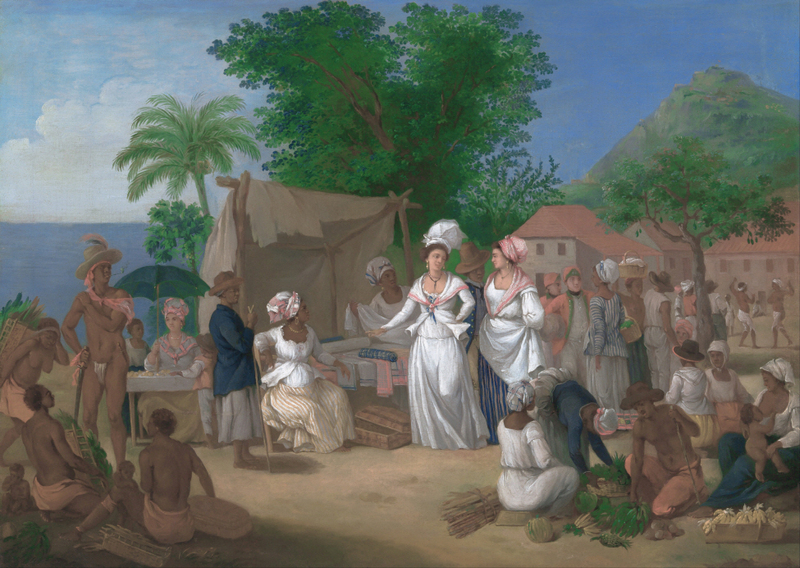 Agostino Brunias - A Linen Market with a Linen-stall and Vegetable Seller in the West Indies