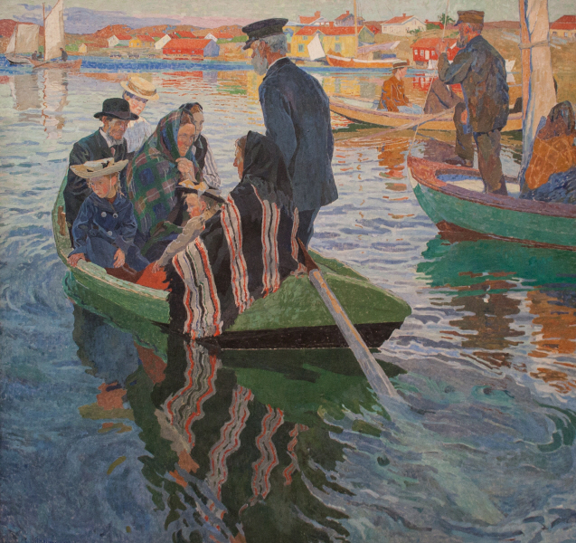 Carl Wilhelm Wilhelmson - Church goers in a Boat  1866-1928