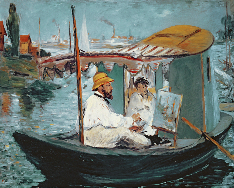 Edouard Manet - Monet in his Floating Studio