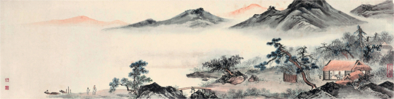 Li Yanshan - LANDSCAPE AFTER SOUTHERN SONG ARTIST (1898-1961) 33 by 133 cm-jason