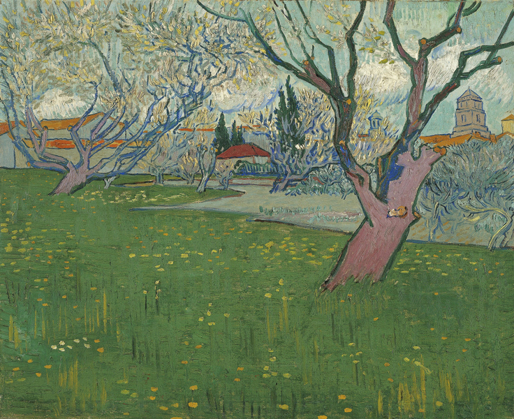Vincent Van Gogh - Bloeiende boomgaarden, gezicht op Arles